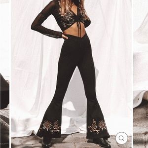 Black Sparkle Flare Rave Pants